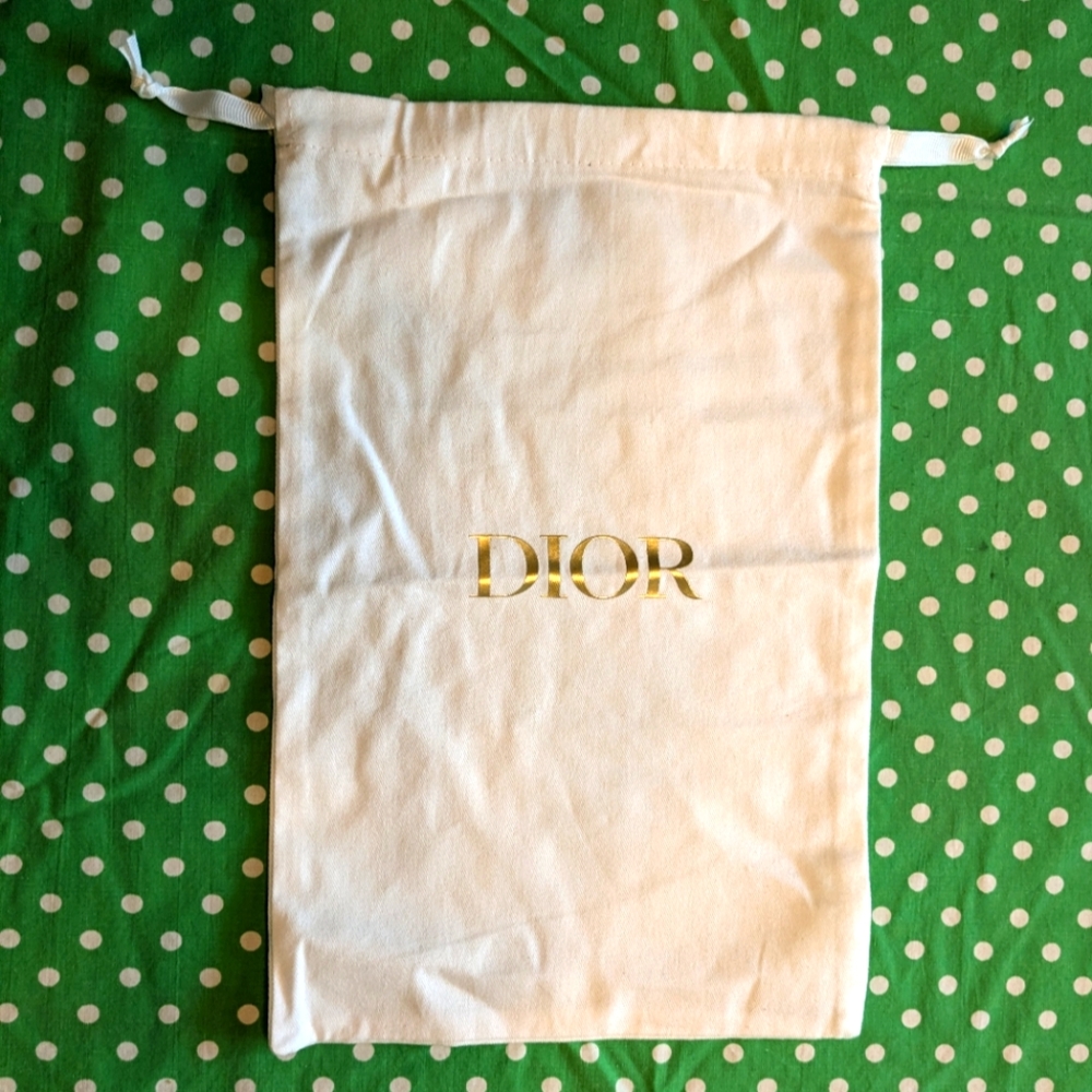 Authentic Designer Dior Dust Bag Beige Cotton Drawstring Travel Shoe Bag